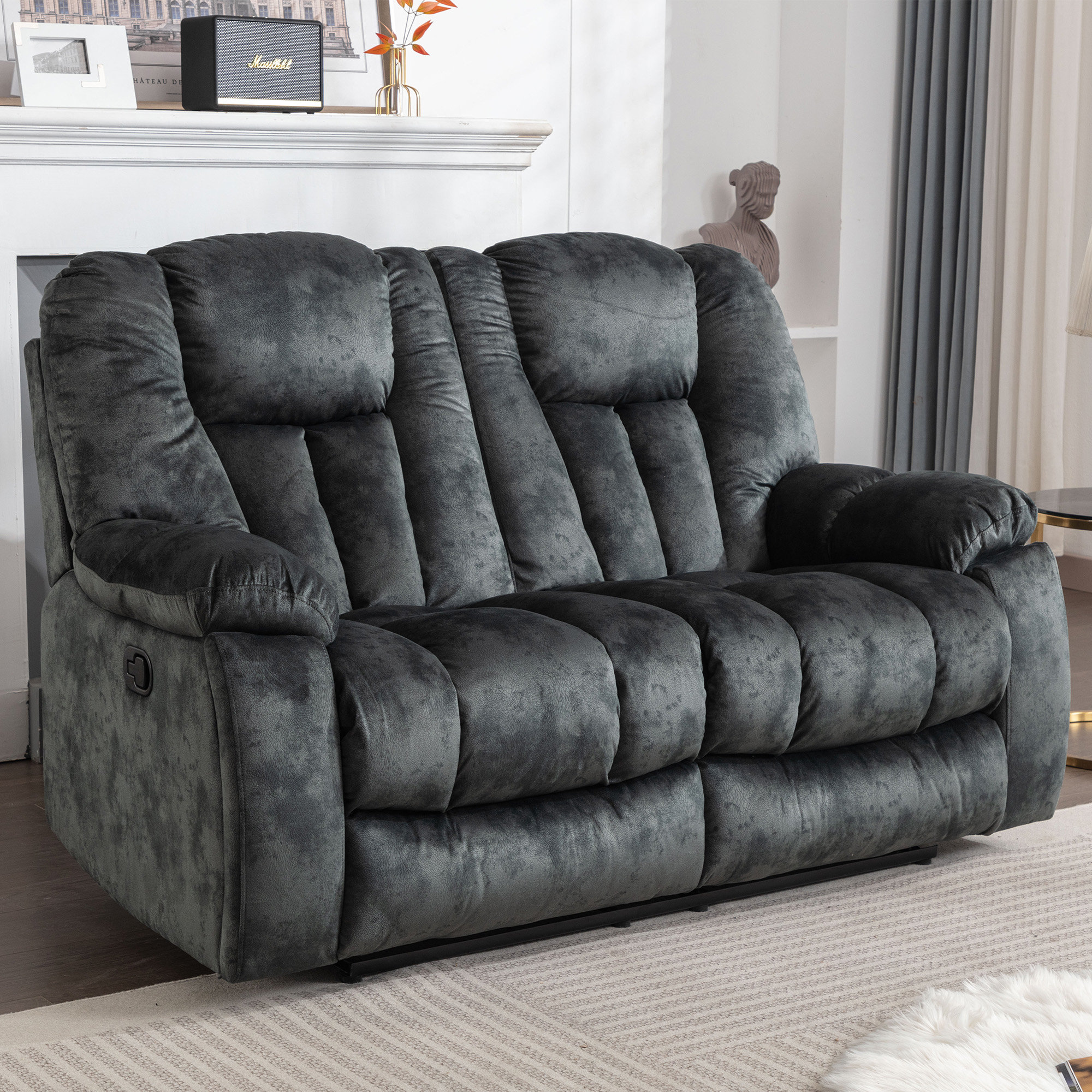 Latitude Run® Quiteris 63.8"W Oversized Modern Manual Microfiber 2